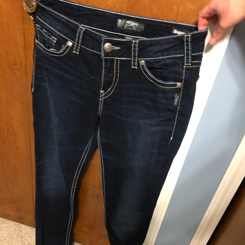 Silver dark skinny jeans